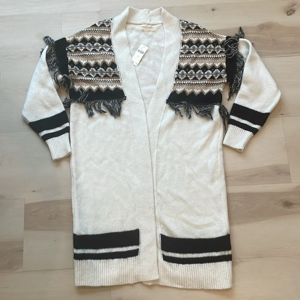 Anthropologie Penelope fair isle fringed western duster cardigan - Picture 7 of 10